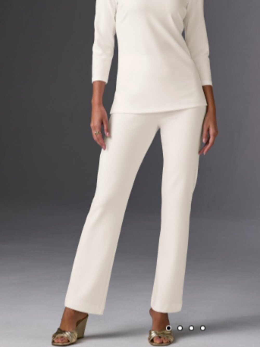 Boston Proper Ivory Coast White High Rise Pull On Slacks Pants L Short Petite